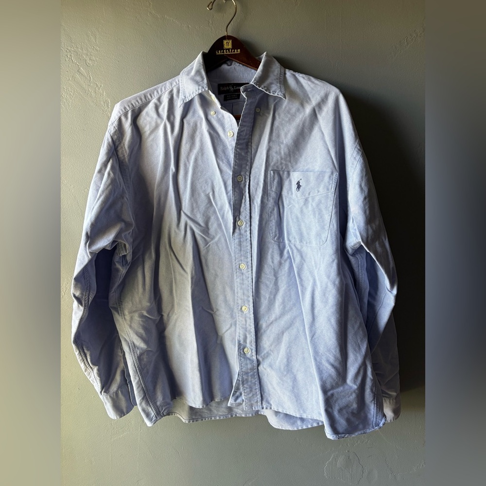 90s Ralph Lauren “Big Shirt” Blue Men’s Long Sleeved Button Up ~ Size L